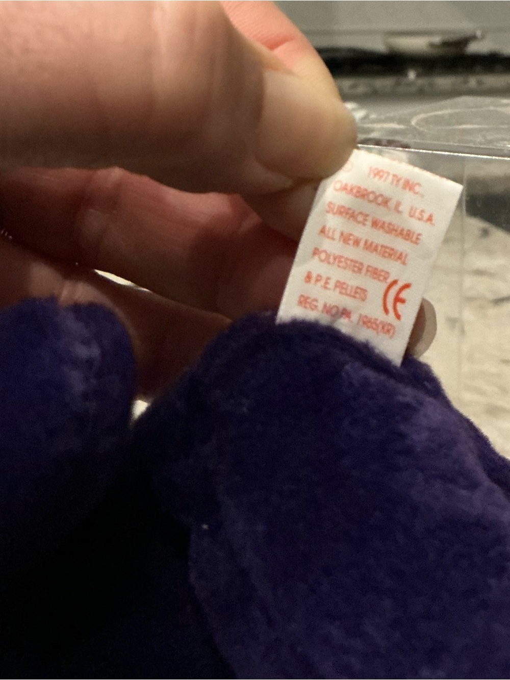 Ty Purple Plush Beanie Baby Princess Bear with White Rose - Picture 6 of 6